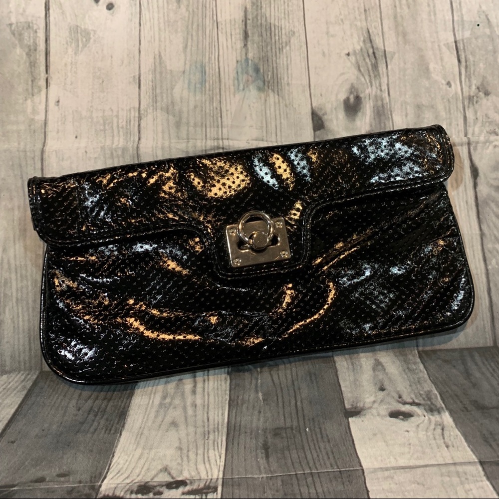 Express Design Studios Black Patent Clutch Evenin